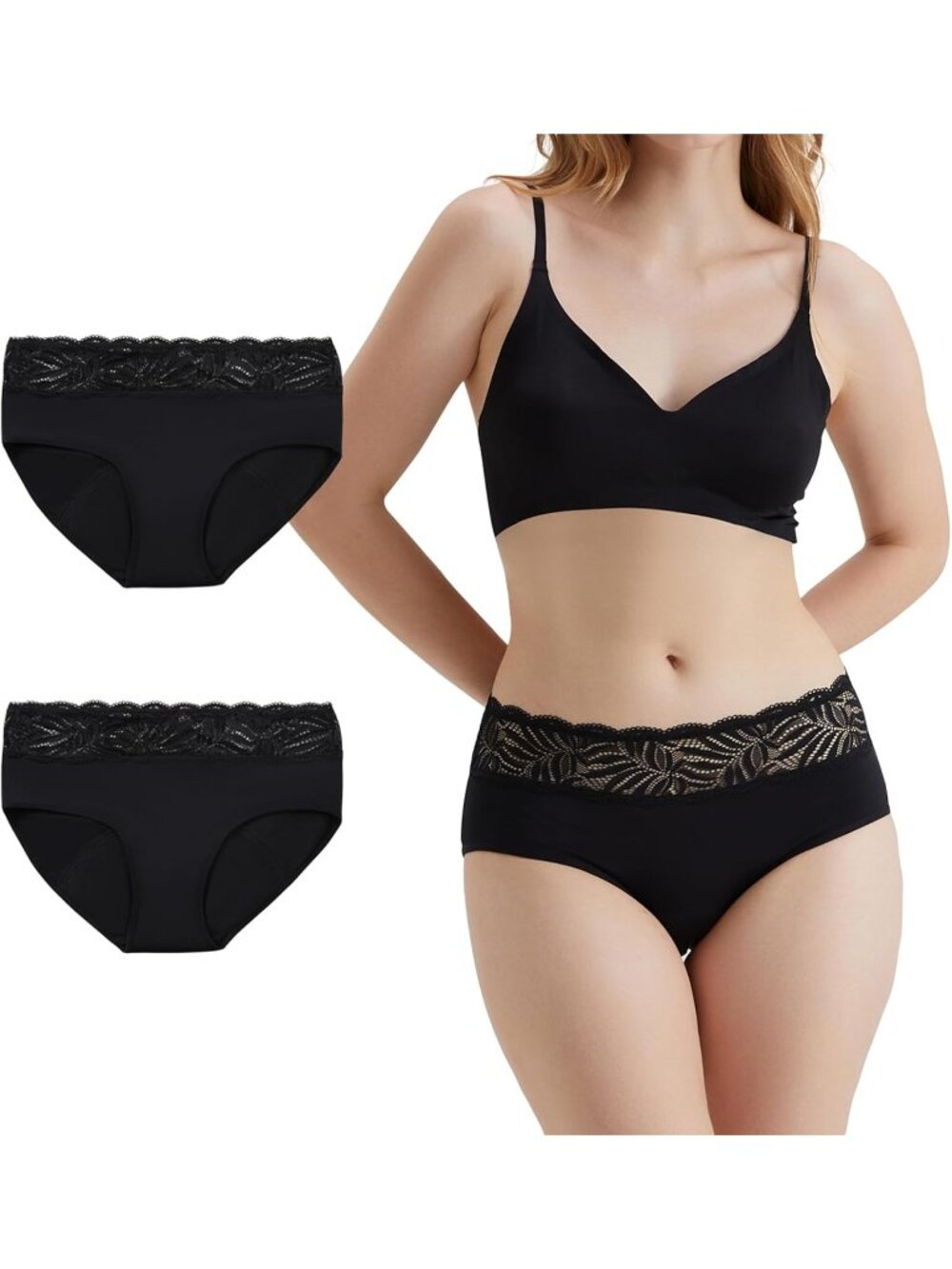 Washable Incontinence Underwear Women Size XL Black Lace Leak Proof Panties 100m
